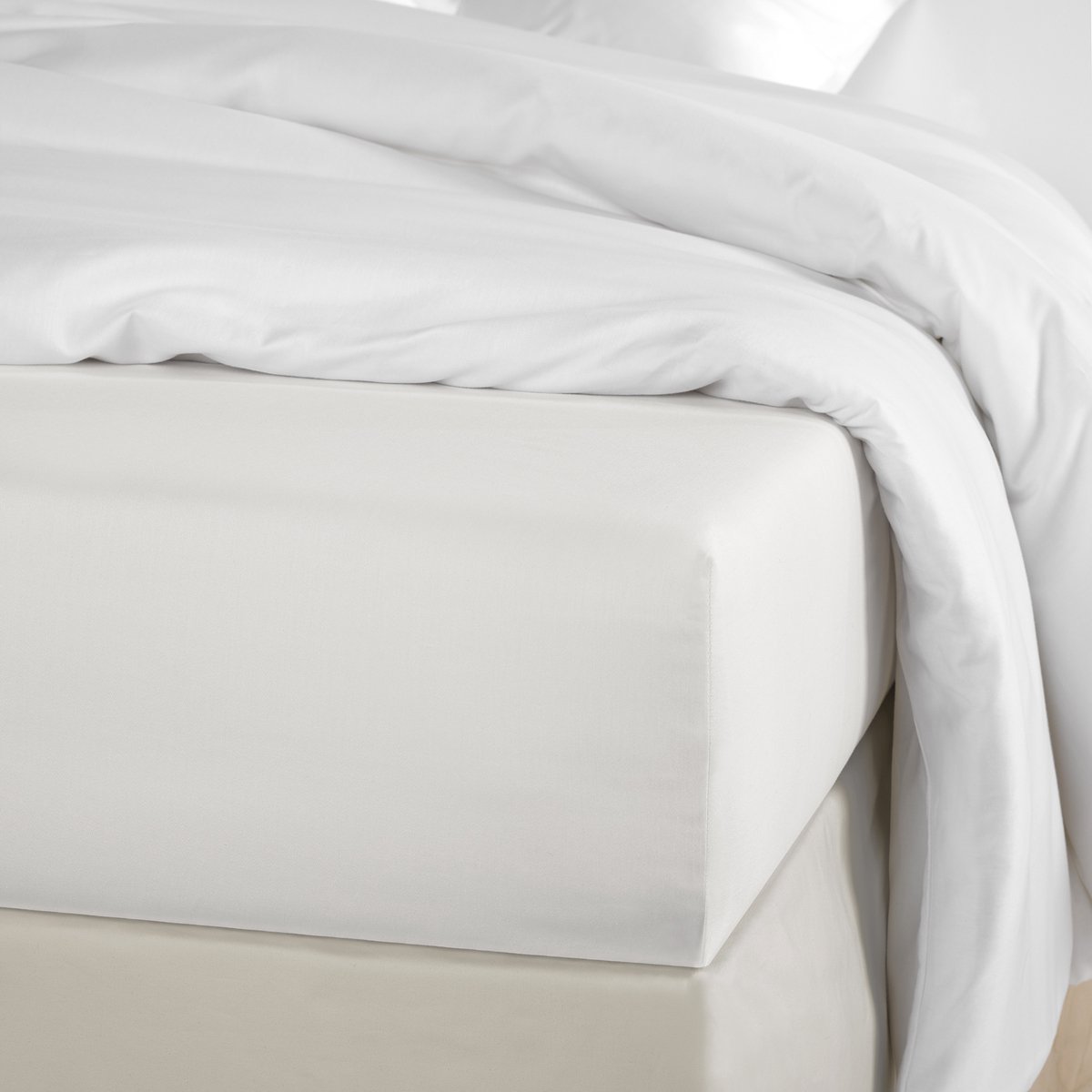 De Witte Lietaer Hoeslaken Olivia Off White - 140 x 200/220 x h 30 - Katoen Satijn