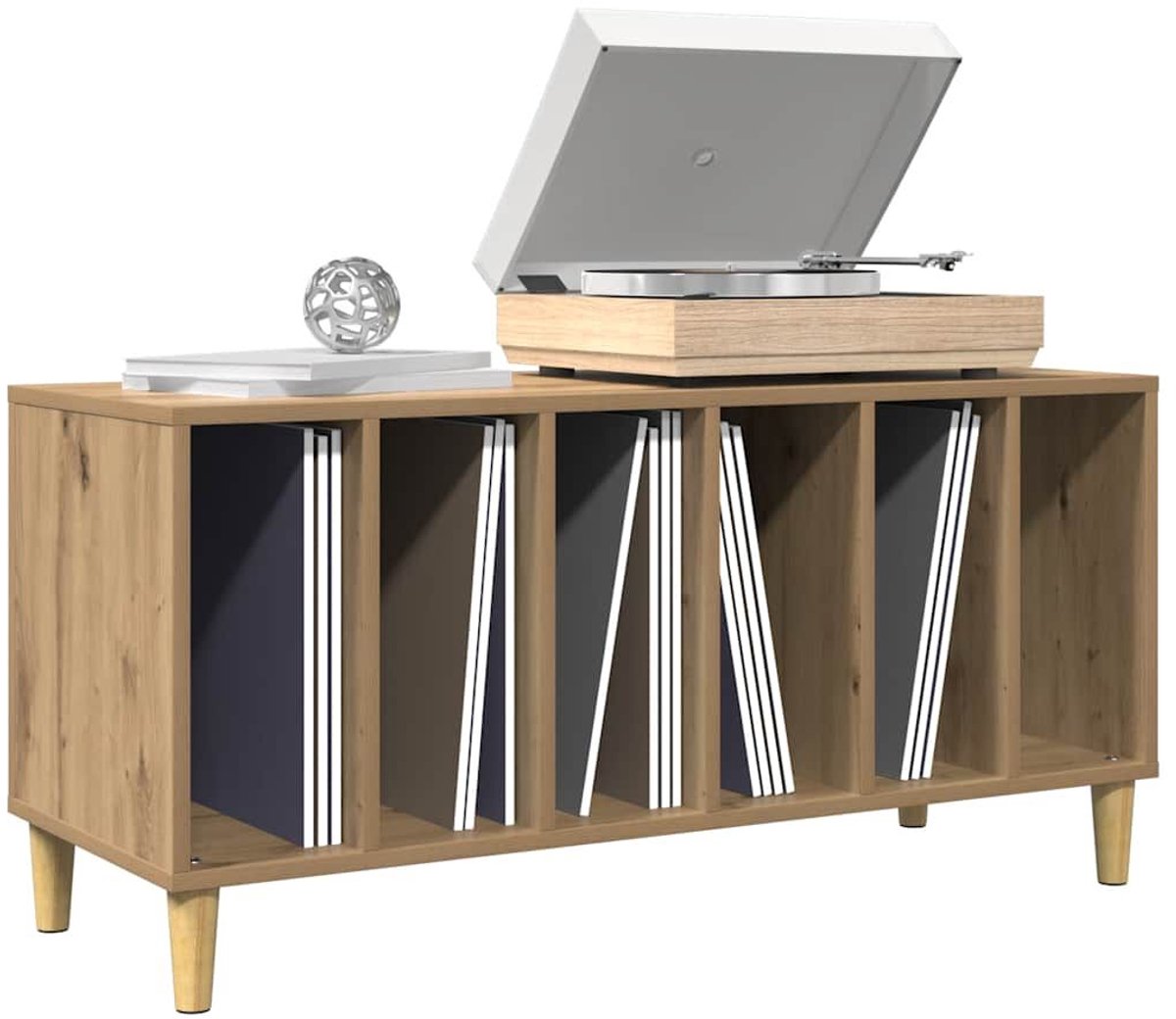 Platenspeler Meubel - LP-kast - Platenspelerkast - Draaitafelstandaard - Platenspelerstandaard - Vintage Displayplank - Artisan Eiken