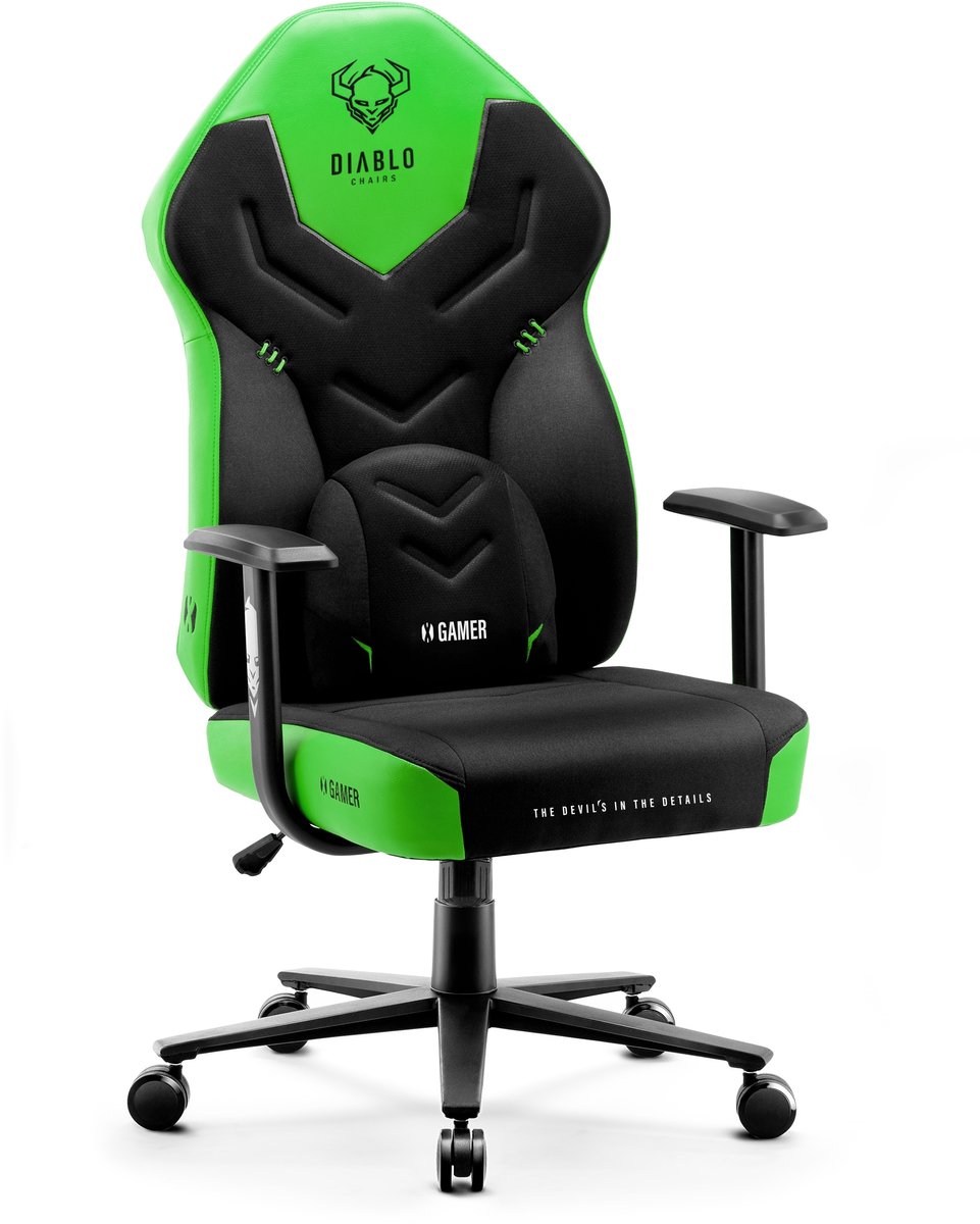DIABLO CHAIRS - Gaming stoel X-Gamer 2.0 - Bureaustoel verstelbaar- Normale maat - Green Emerald