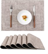 Ensemble de 6 nappes et Set de table lavables en PVC (43 x 30 cm), double face et résistants à la chaleur, en similicuir, pour la Cuisine et la salle à manger. Antidérapants et imperméables. Grijs.