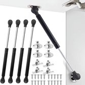 200N/20kg Universele gasveer (gasdrukveer) met beugels - 27cm - Gasveer - Gaslift - Gasveerpomp - Gasveer voor Klep - Softclose Deurbeslag - Telescopische Kastdeur Gasveer - Hydraulische Ondersteuning - Deurliftdemper voor Kastdeur of Klep - 4 stuks