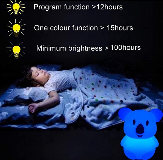 Koala Kindernachtlampje - Siliconen bedlamp/babylamp/kinderbedlamp - Verstelbare helderheid en kleur/tijdsinstelling van Merkloos — afbeelding 3