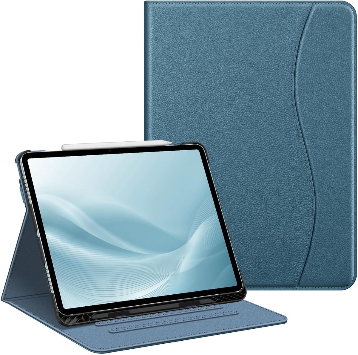 Zandarix Geschikt voor Apple iPad Air 13 inch M3 2025 / 2024 - Book Case - Automatische Slaap/Waak Functie - Ingebouwd Pencil Houder - Hoekbescherming - Tablethoes - Middernacht Blauw