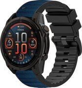 Stravo Siliconen-Nylon Hybride Sport Bandje voor Garmin Fenix 9/9 Pro 51mm, Fenix 8/8 Pro 51mm, Fenix 7X/7X Pro, Fenix 6X/6X Pro, Fenix 5X/5X Plus & Enduro 1/2/3 – QuickFit 26mm – Donkerblauw