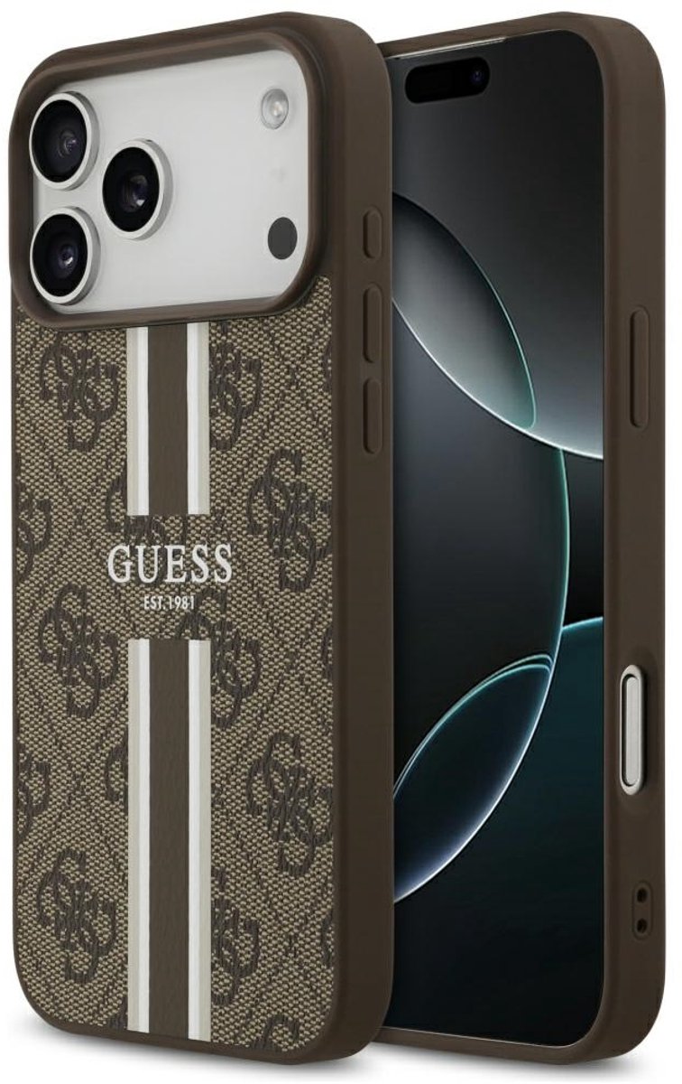 Guess Case 4G Bedrukte Strepen Magsafe Voor Iphone 17 Pro Max Cover