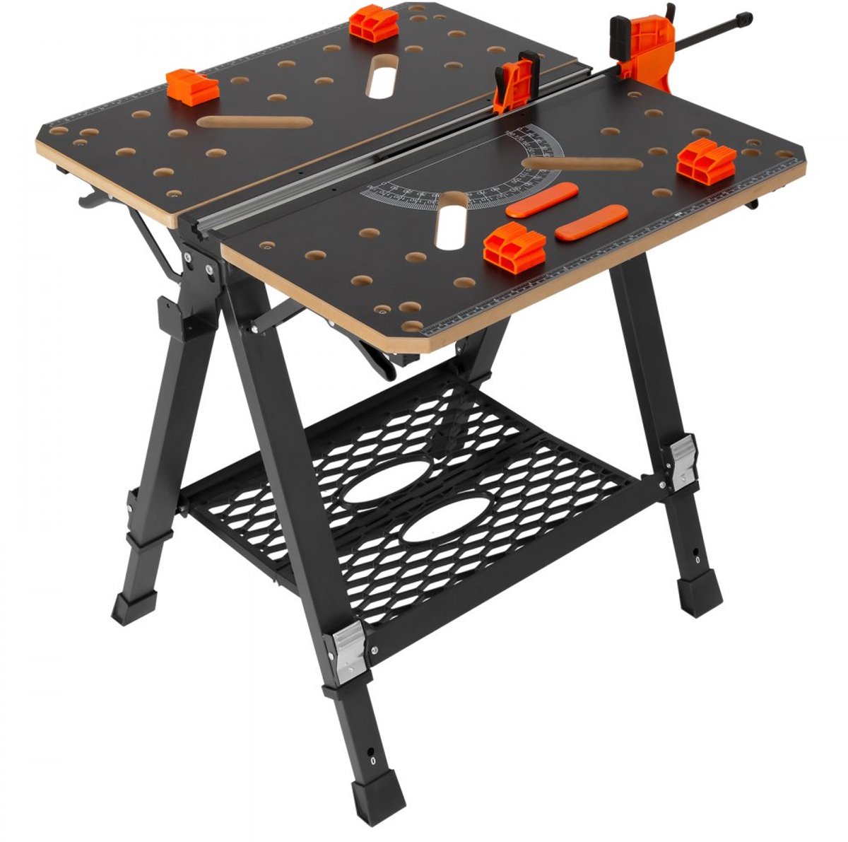 Werkbank - Opvouwbare Werktafel - Draagvermogen 454 kg - Werkblad 70 x 65 cm - Hoogte Verstelbaar 60-92 cm - MDF Blad - Stalen Frame