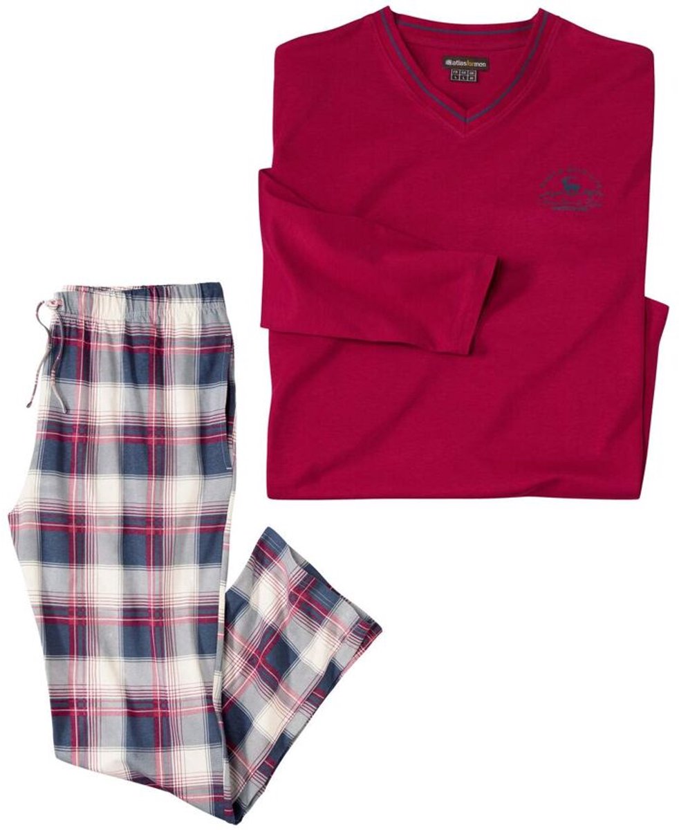 ATLAS FOR MEN - Katoenen pyjama met ruitjes - Heren - Verkrijgbaar in grote maten - 5XL
