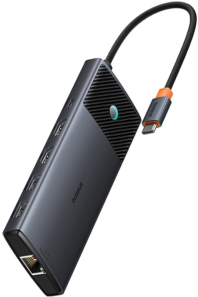 Baseus Hub Usb-C Metal Gleam Ii 10In1 Voor Laptop-Telefoons Met Hdmi Usb-A