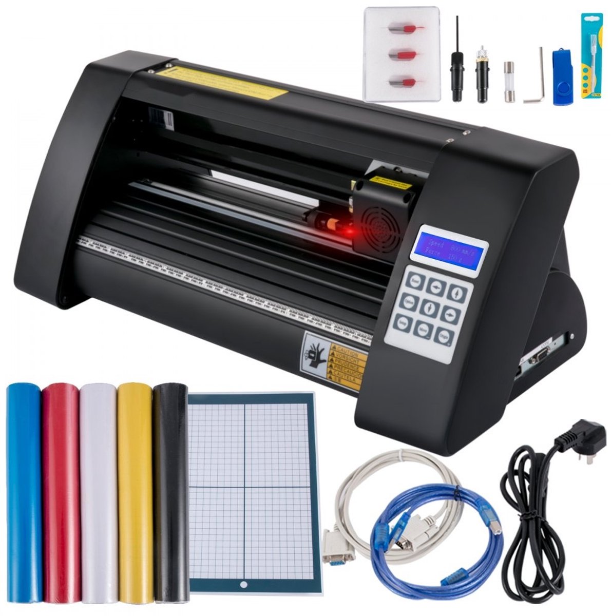 Vinyl snijplotter - Tafelmodel snijmachine - Snijbreedte 375 mm - Semi-automatisch - Ingebouwd optisch oog met lasergids - LED-display - Compatibel met snijsoftware
