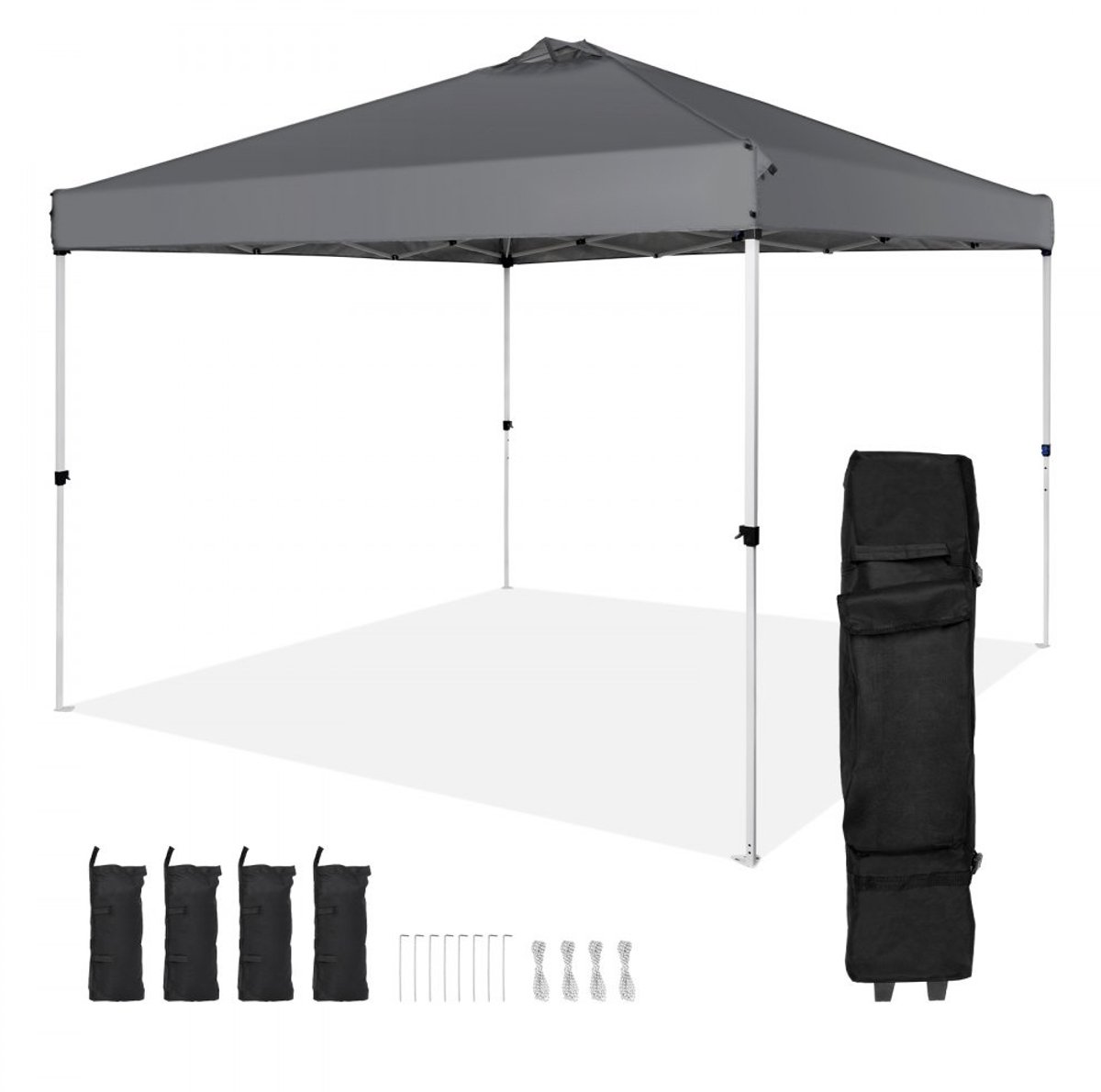 Tuinpaviljoen - Pop-up Partytent - Afmeting 3x3 m - Hoogte 320 cm - 250D PU Zilvergecoate Stof - Opvouwbaar - Inclusief Opbergtas - Voor 6-8 Personen