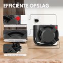 RYER stoomreiniger met efficiënte opslag voor slang en snoer, inclusief automatische oprolfunctie en compact design.