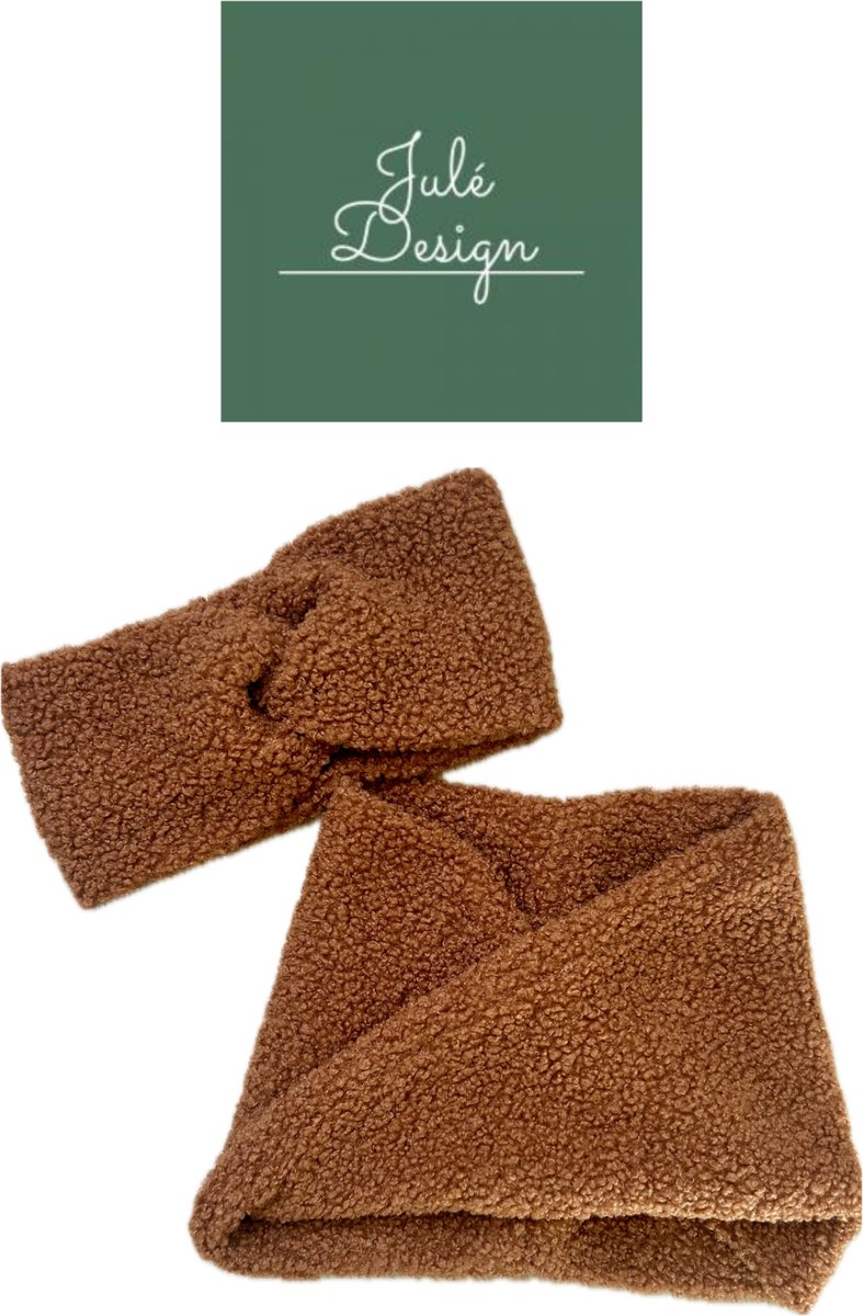 Julé Design winter teddy bouclé combi set cognac dames