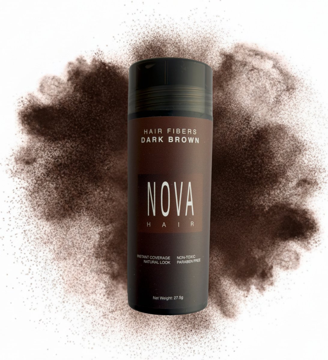 Nova Hair - Keratine Hair Fiber - Dark Brown - Direct Voller en Dikker Haar - Hair Fiber Poeder - 27.5g