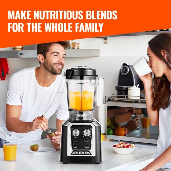 Power Blender - Professionele Keukenblender - 2200 W Motorvermogen - Glazen Kan - 3 Functies - Smoothies, Shakes & IJs Vergruizen - Zwart — afbeelding 5