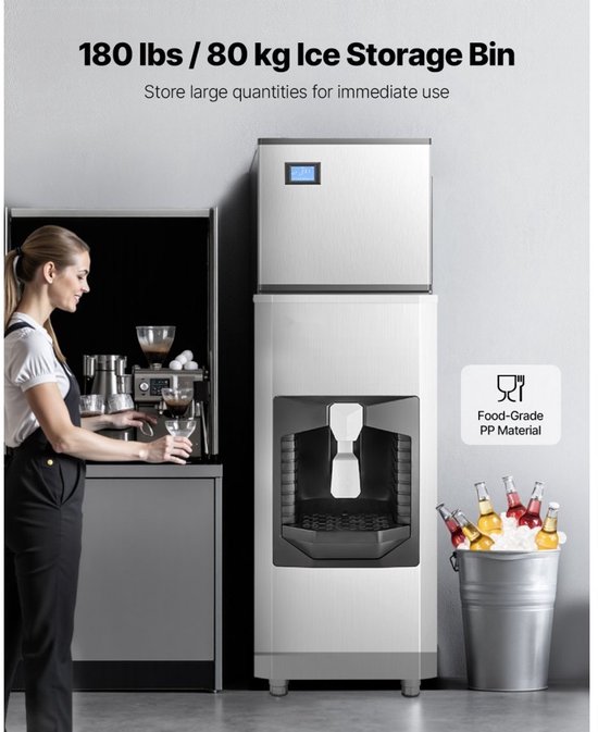 IJsblokjesmachine / IJsblokjesmaker - Commercieel - Capaciteit 226,8 kg/dag - Opslagbak 80 kg - Productie 9 kg/min - Zelfreinigend - Touchscreen - Horeca van Merkloos — afbeelding 3