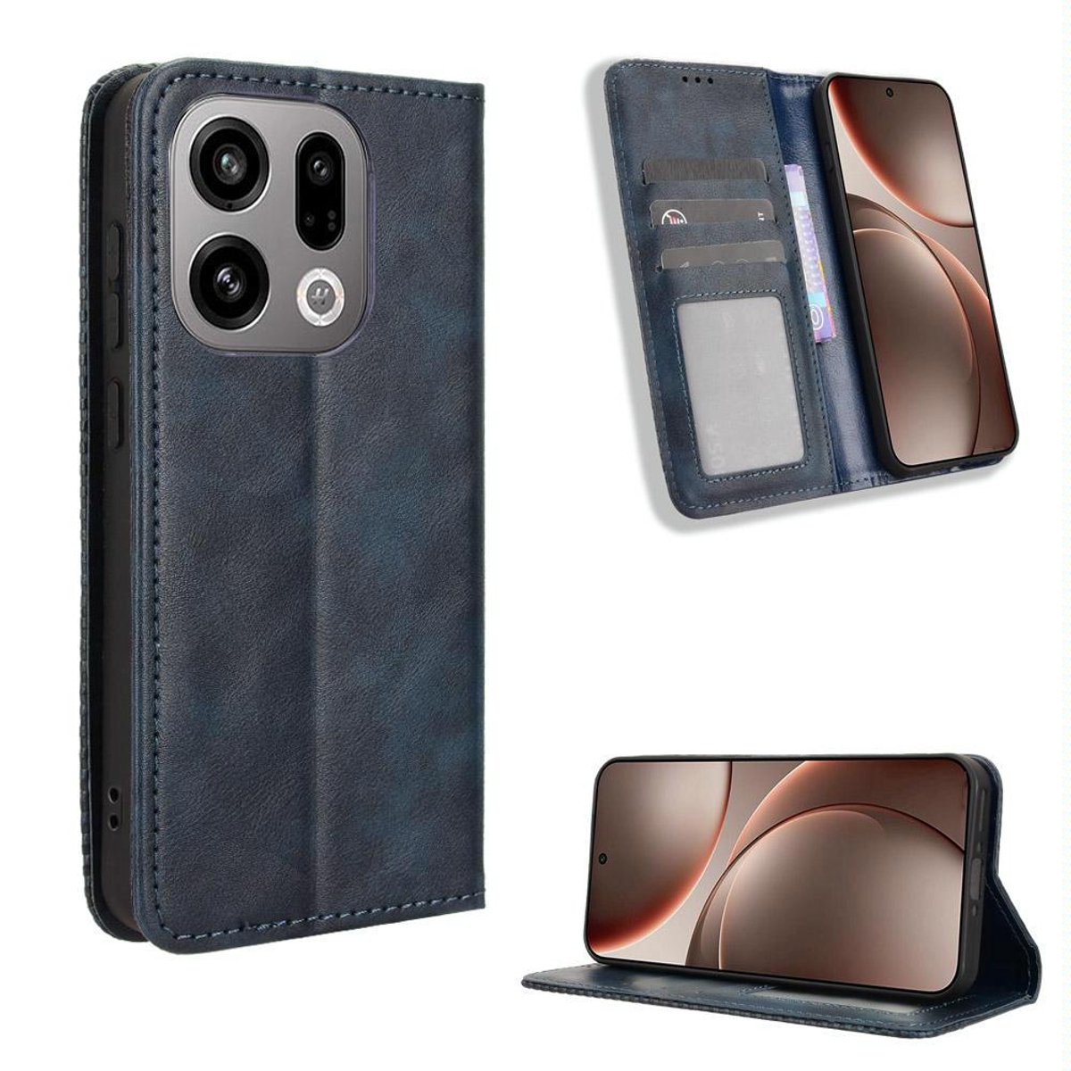 Mobigear Telefoonhoesje geschikt voor OPPO Find X9 Hoesje | Mobigear Sensation Bookcase Portemonnee | Pasjeshouder voor 3 Pasjes | Telefoonhoesje voor Pinpas / OV Kaart / Rijbewijs - Blauw