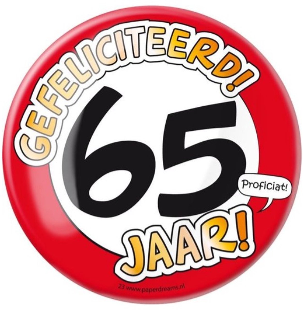 Paperdreams - Button XL - 65 Jaar