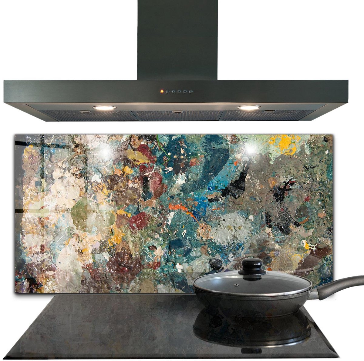 Tulup Achterwand Keuken - Olieverftextuur Keuken Achterwand Glas Met Print - 140 x 70 cm - Groente Glazen Achterwand Keuken - Texturen en Patronen Glazen Keuken Achterwand - Kookplaatachterwanden - Kookplaat achterwand