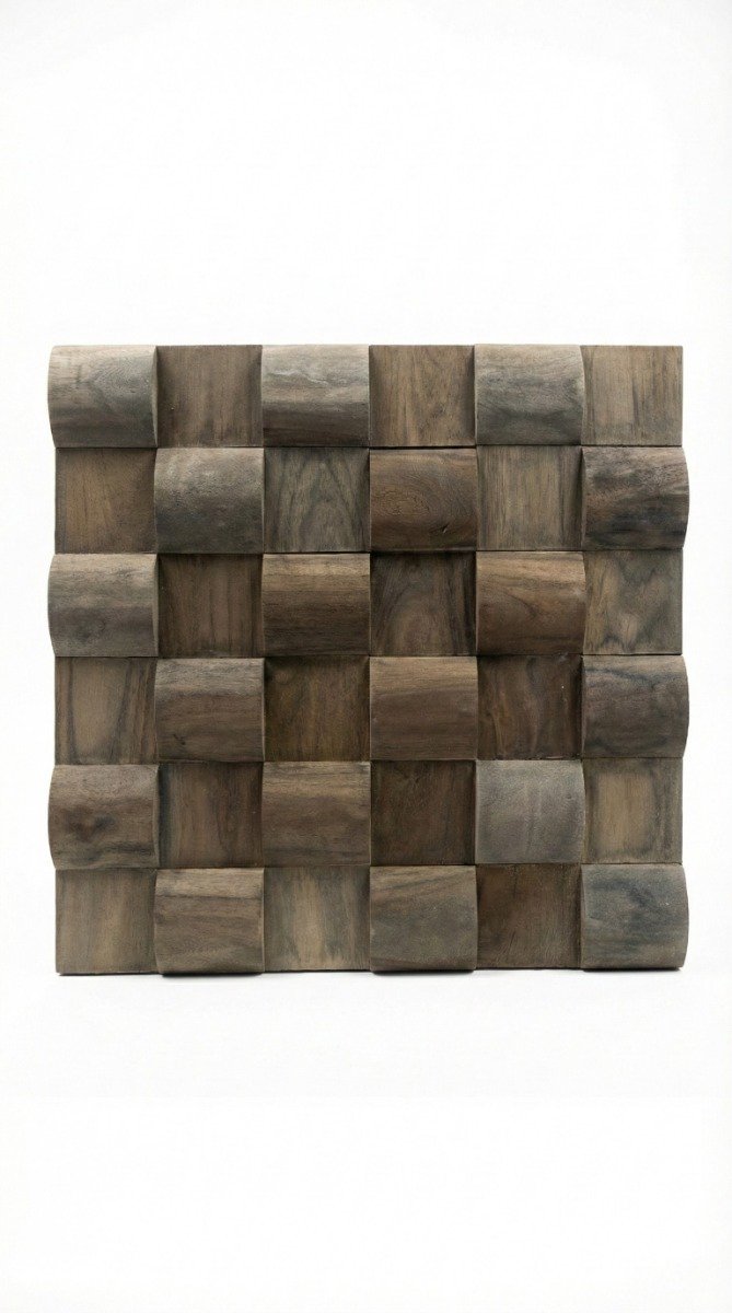 Teakea - Wave Black Wandpaneel Teak 30x30 cm - 3D Plakhout Houtstrip Zwart
