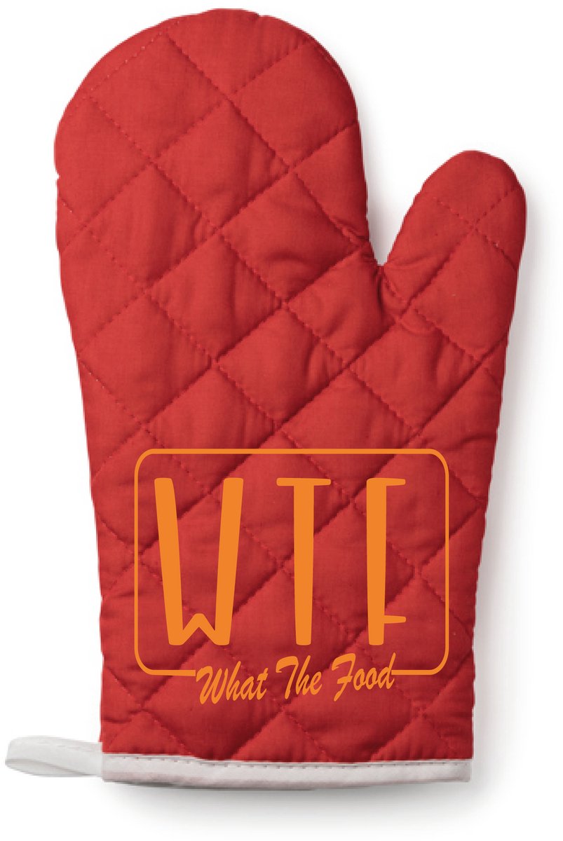 EIZOOK Functionele Ovenwant- Rood met Oranje Opdruk WTF What The Food