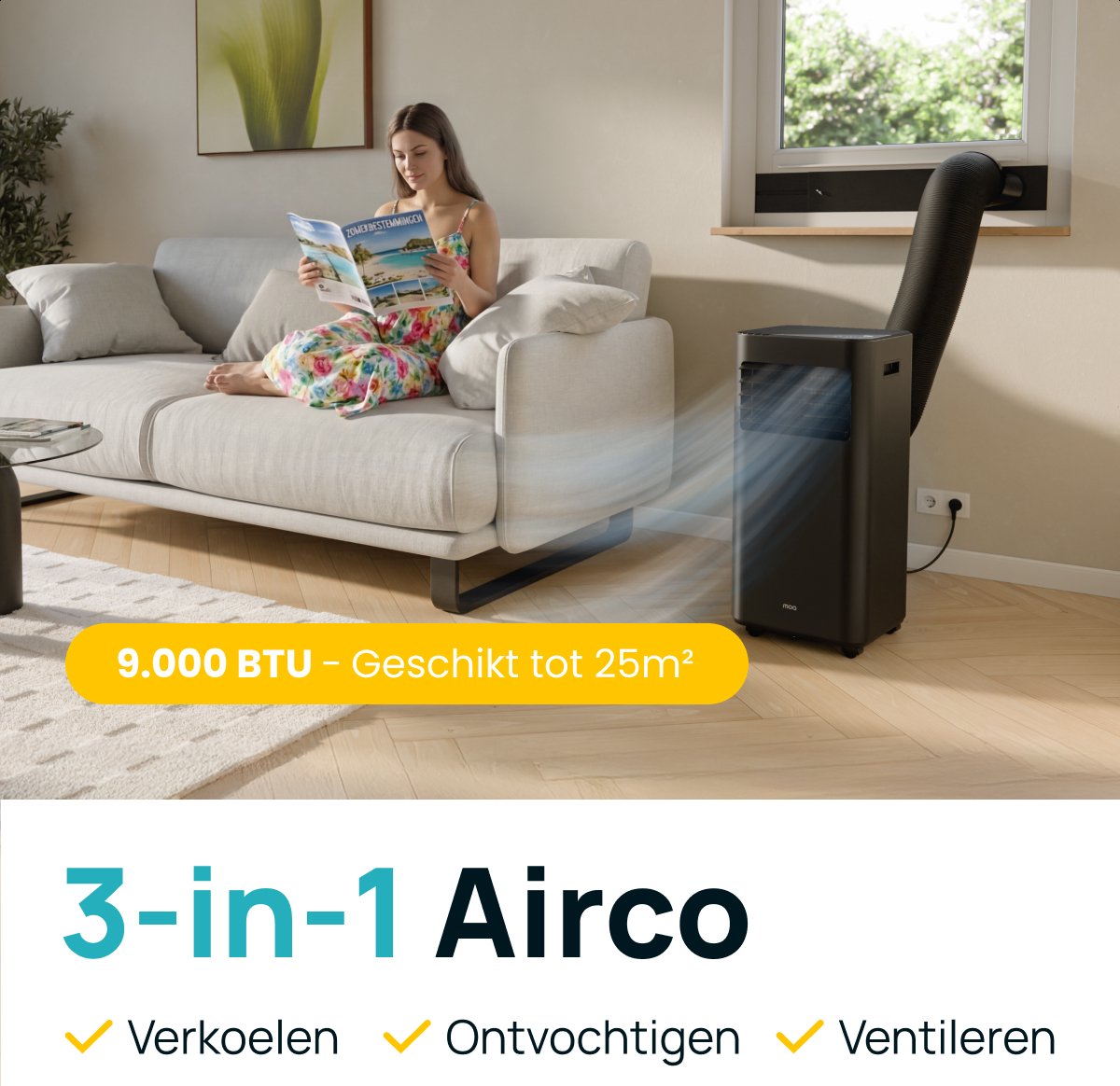 LifeGoods Mobiele Airco 9.000 BTU met Afstandsbediening - afbeelding 3