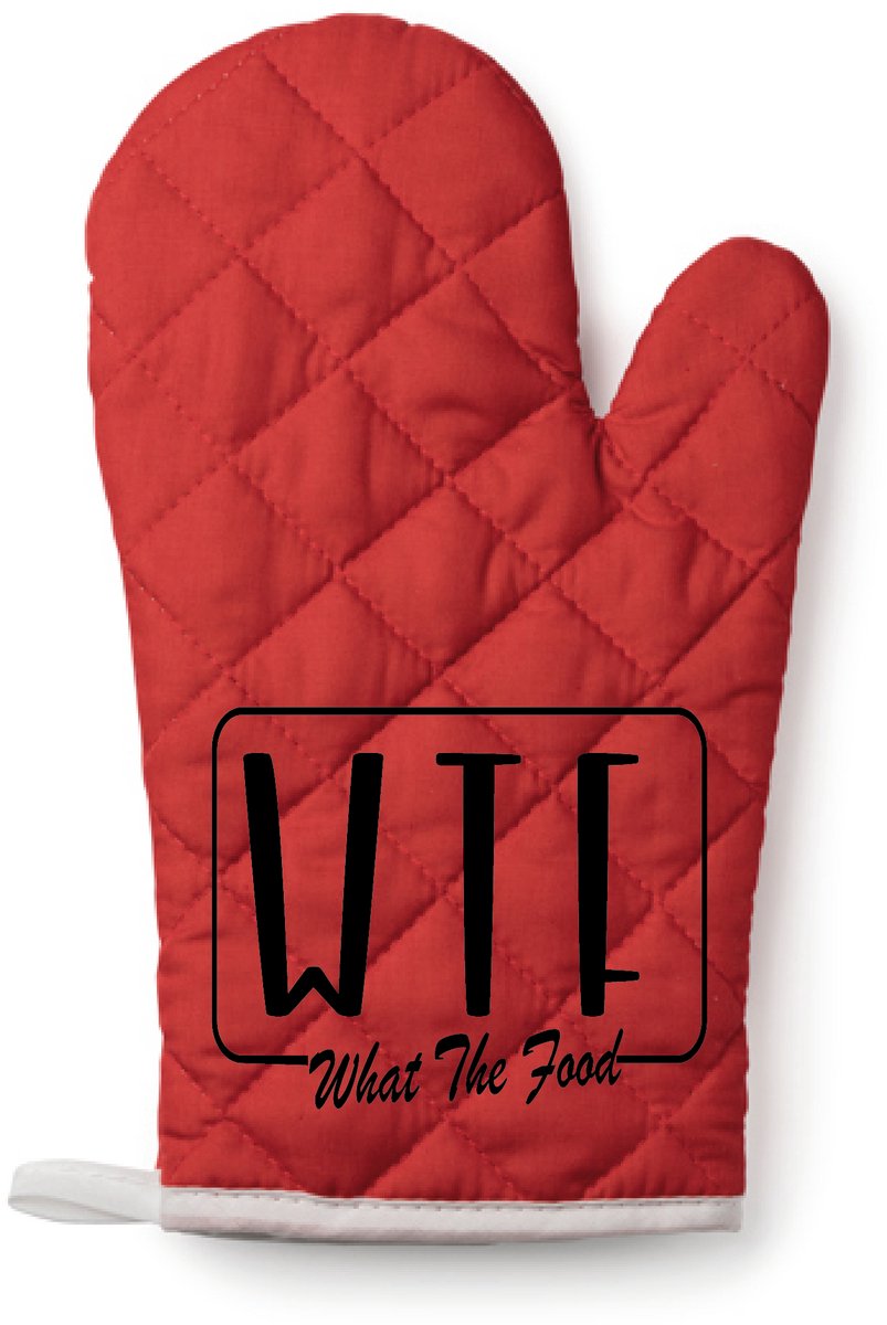 EIZOOK Functionele Ovenwant- Rood met Zwarte Opdruk WTF What The Food
