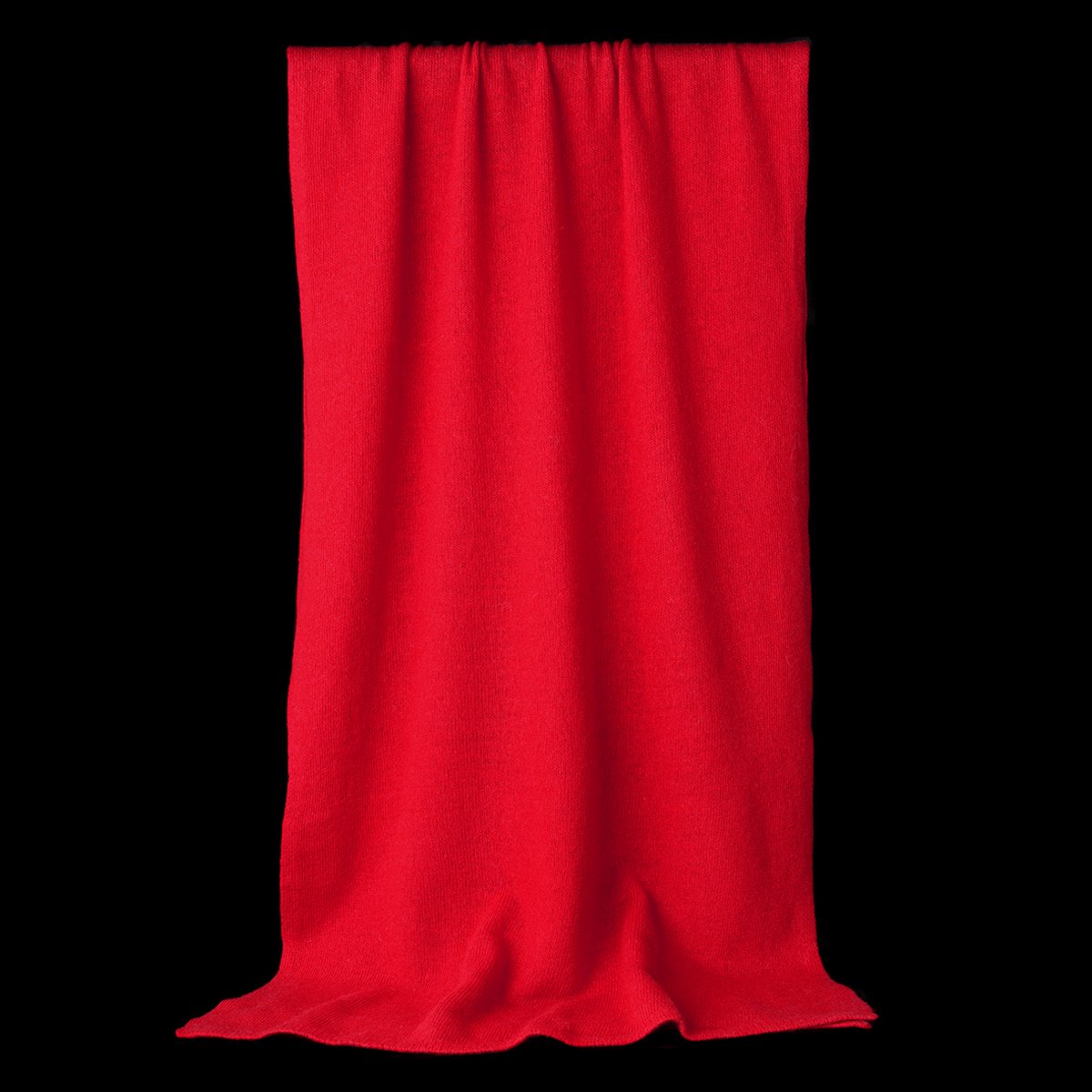 Zachte gebreide merino cashmere sjaal in fel rood