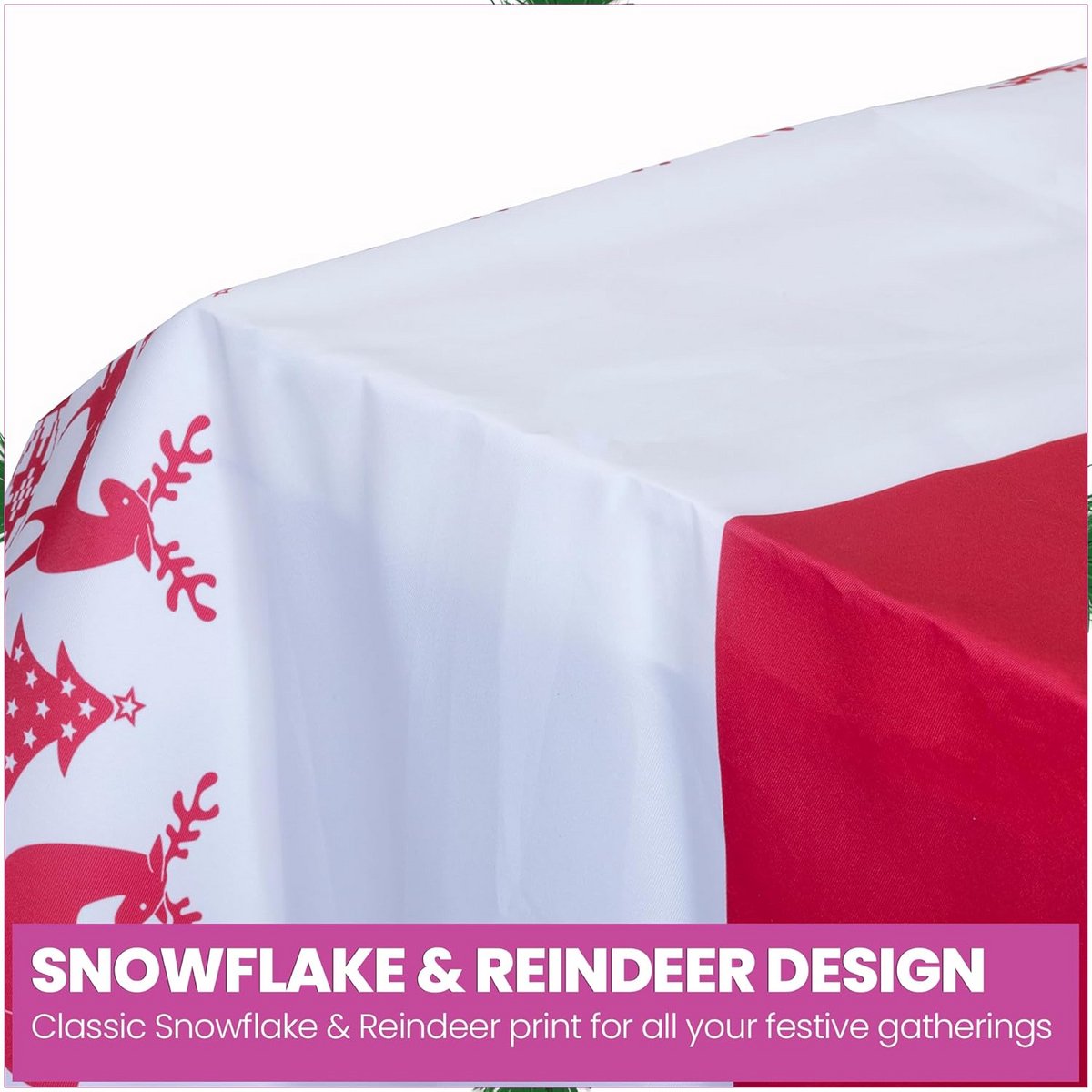 Rood tafelkleed met rendieren 90x140cm voor kerstdiner en winterse feesten