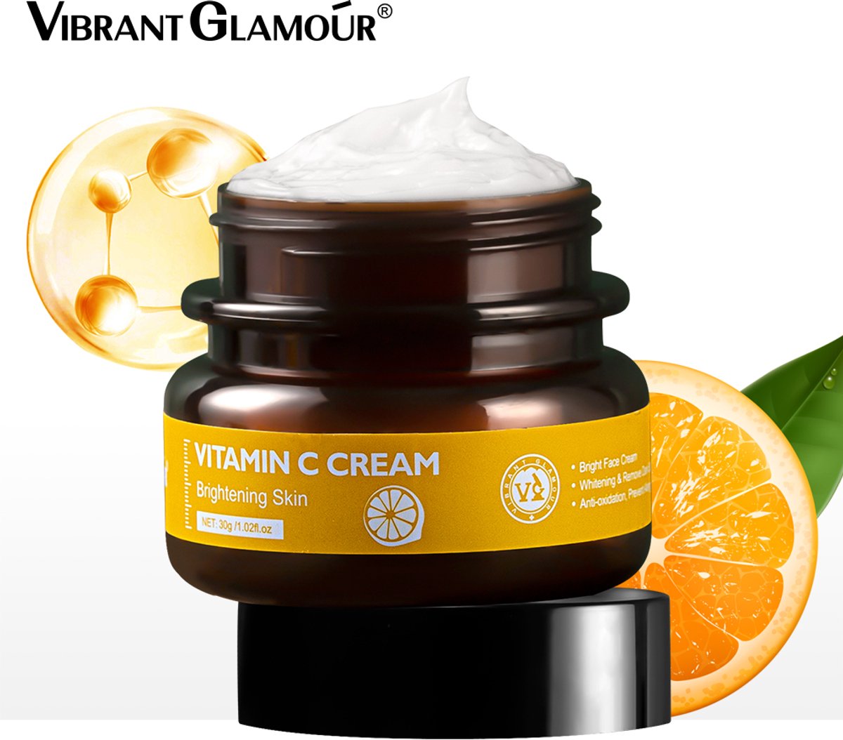 VIBRANT GLAMOUR Vitamine C Crème – Anti-Aging Gezichtscrème – Dag- & Nachtcrème – Tegen Rimpels – Vitamine C Huidverzorging