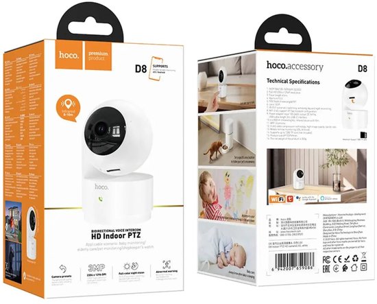 HOCO D8 Indoor Smart PTZ WiFi Camera - 3MP Full HD - IBRELIA™ — afbeelding 2