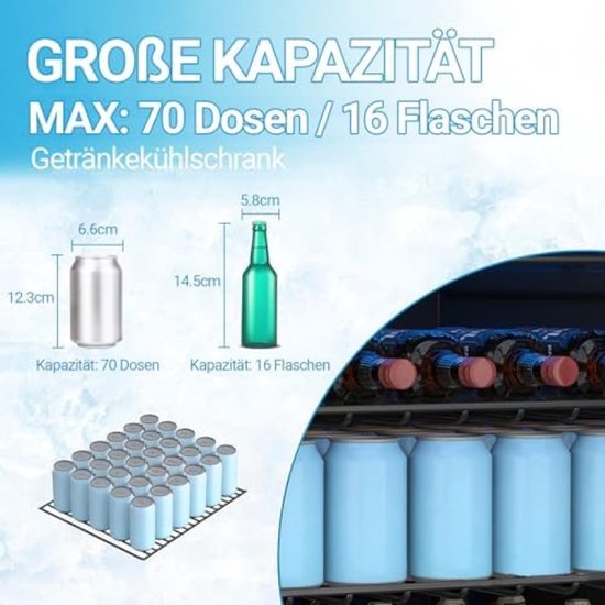 Mini koelkast - Compacte drankkoeler met glazen deur en digitale bediening van Merkloos — afbeelding 4