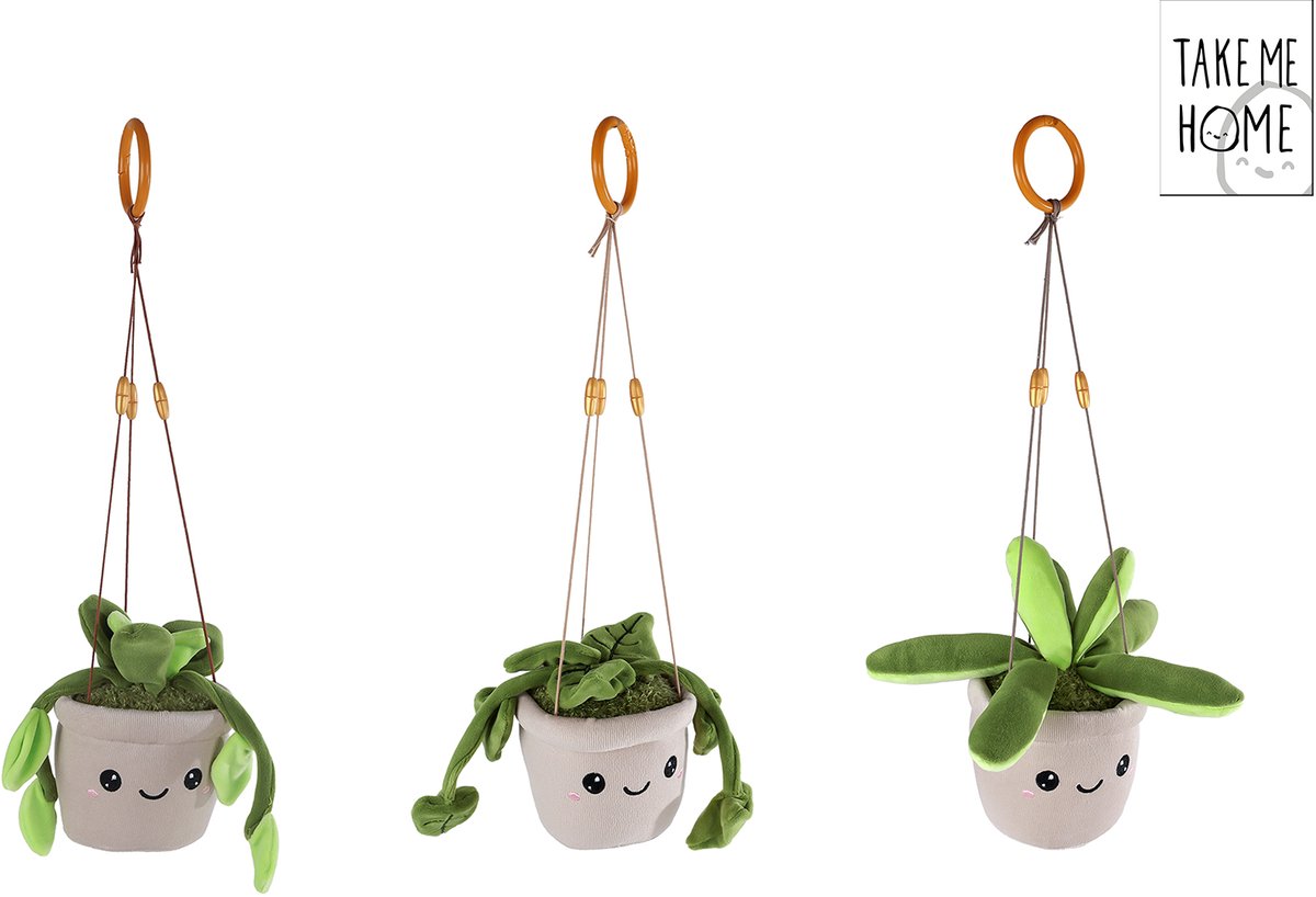 Vedes pluche hangplant speelgoed decoratie 24cm kamerplant.