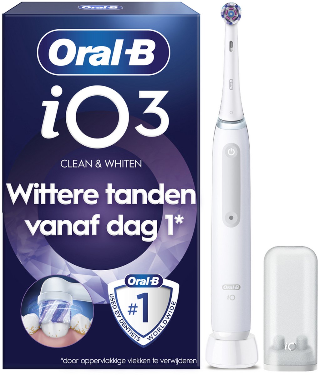 Oral-B iO 3 Elektrische Tandenborstel - Wit - 1 Opzetborstel - Opzetborstelhouder