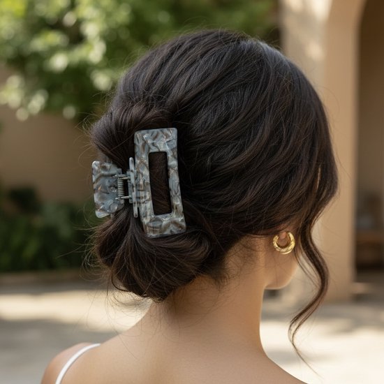YOSMO The Claw Luxe Barrette à cheveux - Pince à cheveux - Extra Grand - Couleur marbre bleu