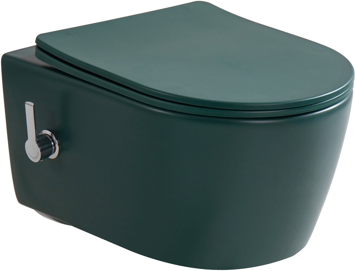Kayvit Hangtoilet Mat groen rond met bidet Tornado/rimless