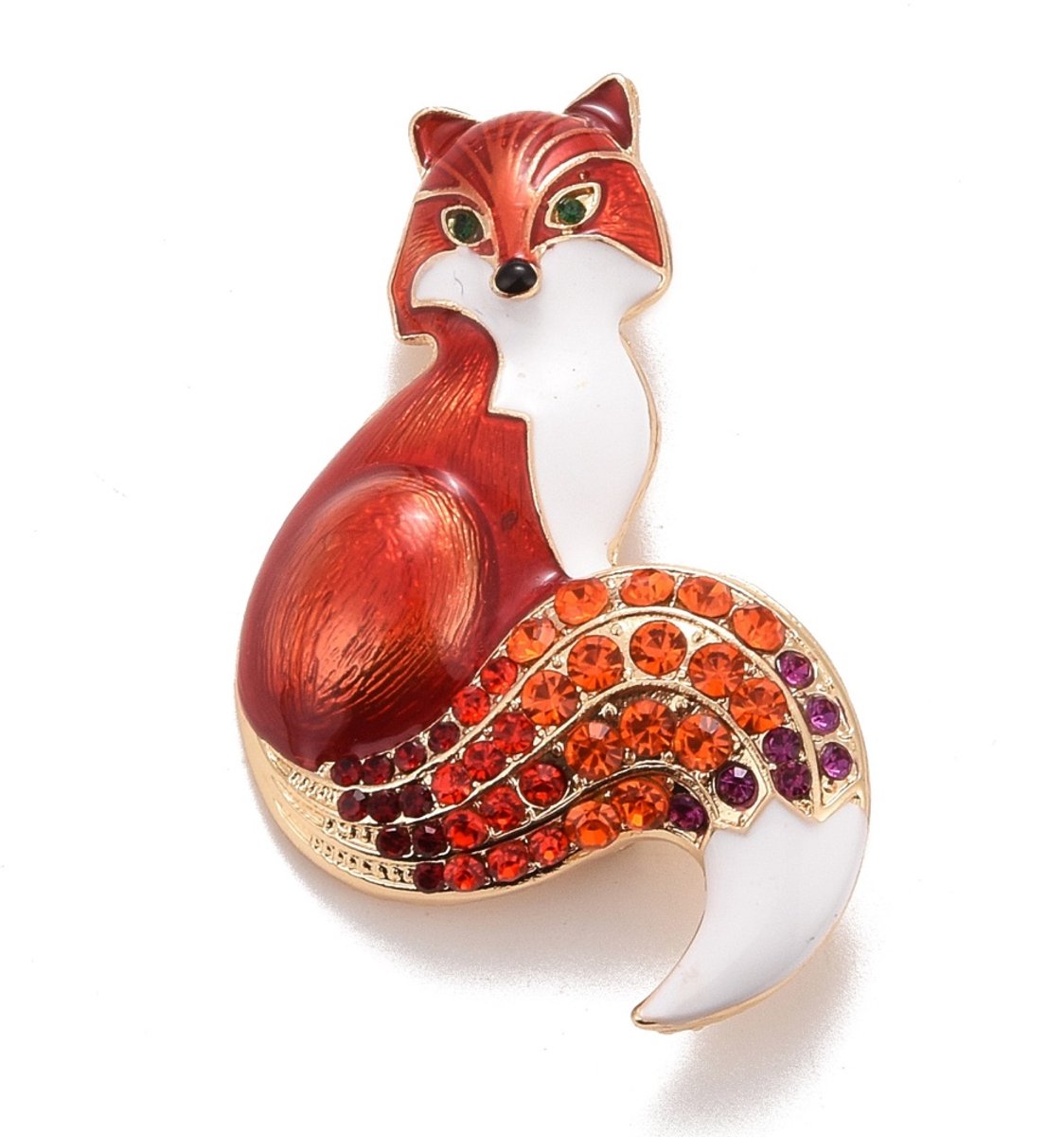 Pin vos, vintage stijl broche, luxe broche, fox, kledingspeld