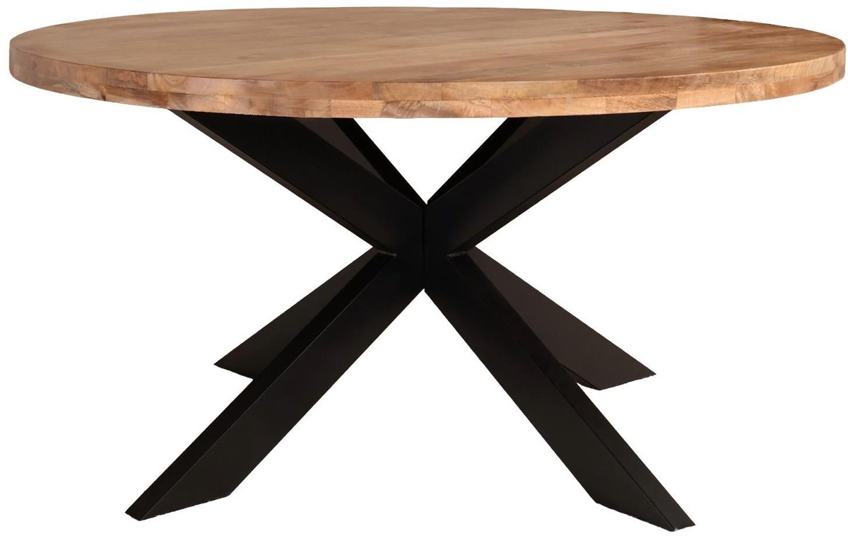 Eettafel Jones rond 150cm lichtbruin duurzaam mangohout ronde tafel