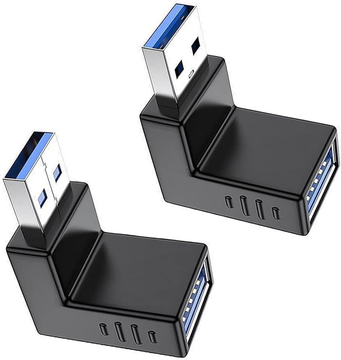 2-Pack USB 3.0 Adapter Rechtshoekig (90 Graden) - Supersnelle 5Gbps OTG Converter