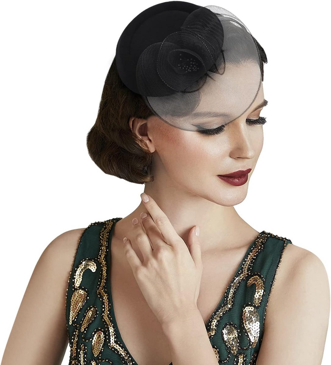Elegante Fascinator Hoed met Sluier voor Feest en Bruiloft