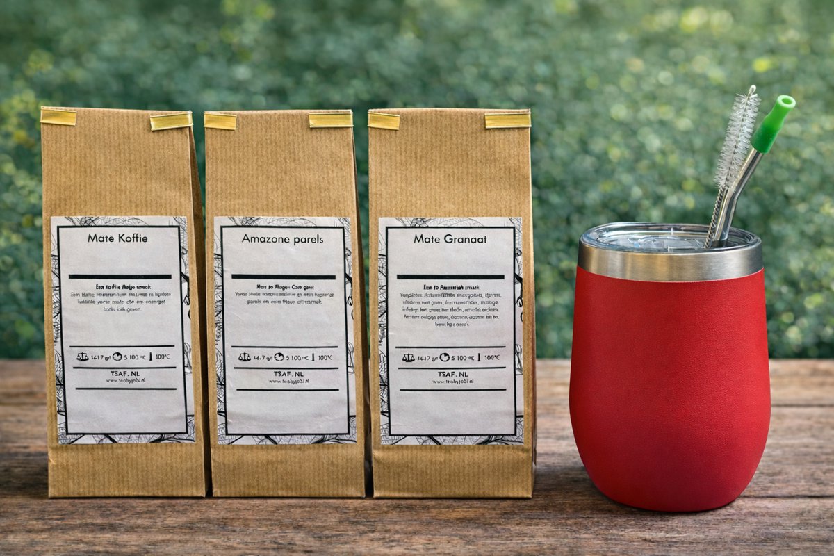 Maté Classic starterspakket, compleet met populaire Yerba Kalebas, Bombilla en drie smaken heerlijke Maté