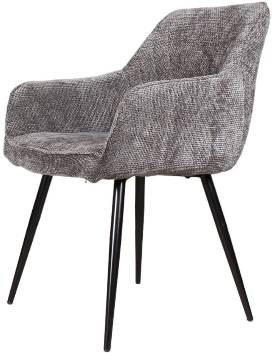 DS4U - Flavio Armstoel Donkergrijs - Stijlvolle kuipstoel met armleuning - Comfortabele donkergroene zitting - Zwarte metalen poten - Inclusief ruitpatroon in de rugleuning - Ideaal voor in de eetkamer
