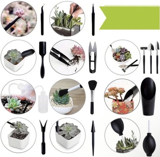 Bonsai Gereedschap Set 13 delig - Bonsai Starters kit - Bonsai boompje verzorgingskit - Bonsai gereedschap van metaal - Incl. Leren opbergtas bonsai set van Merkloos	 — afbeelding 2