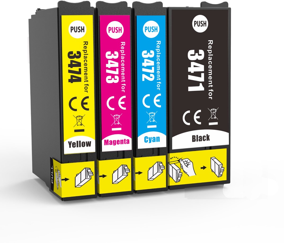 Inktcartridges Geschikt voor Epson 34XL | Multipack 4 stuks Geschikt voor Epson WorkForce Pro WF-3720, 3720 -DWF, WF-3725-DWF