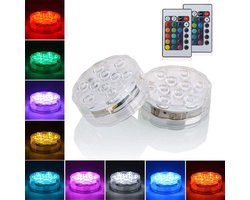 Multicolor Remote Control RGB LED Onderwater Lichten - Waterdicht Kleurveranderende LED Magic Light voor Vaas, Bloemen, Aquarium en Vijver - Trouwen (2 Stuks Bloemen)