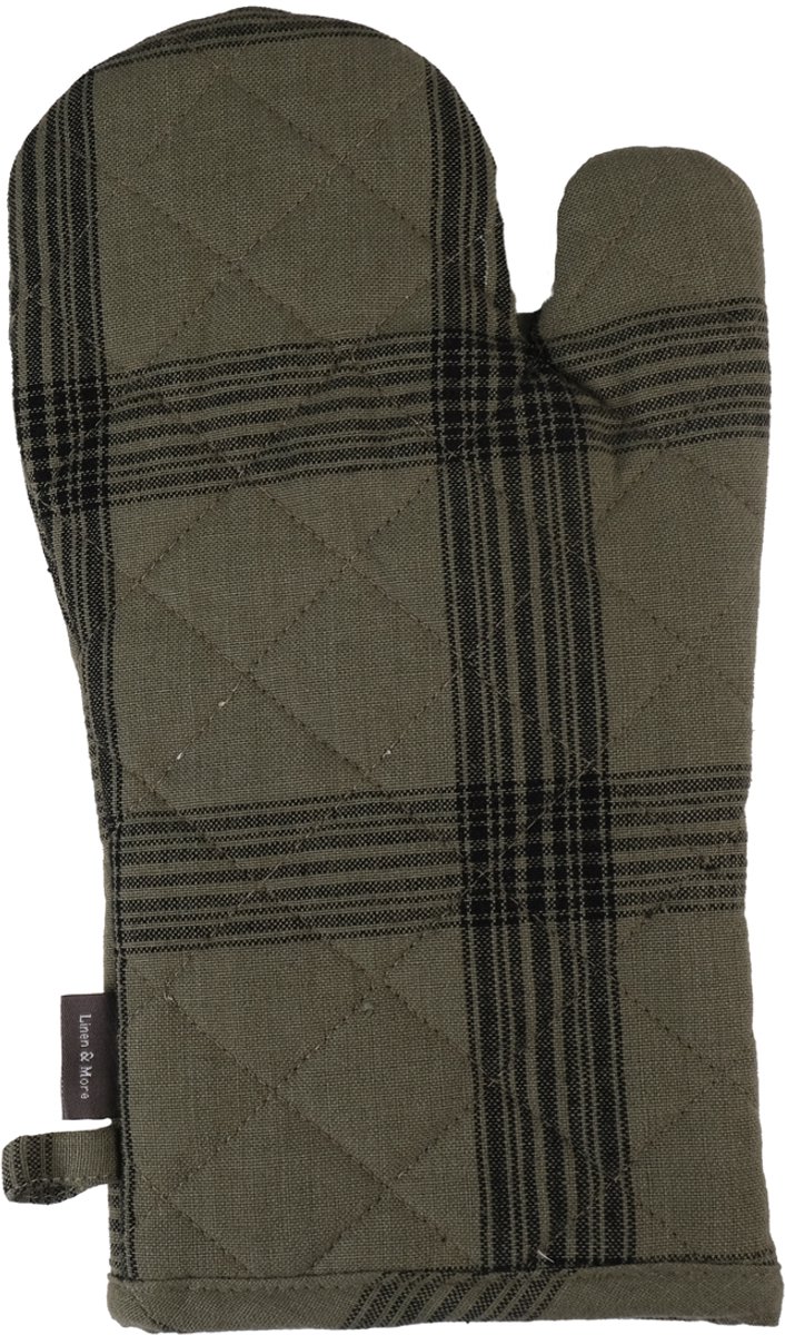 Linen & More - Ovenwant 'Black Check' (Sage)
