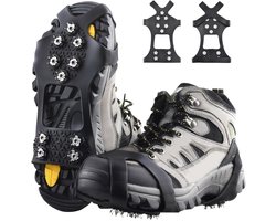 Anti Slip Sneeuwzolen - 1 paar - 10 spikes - Stijgijzers Voor Bergschoenen - Snowboots schoenovertrekken - Stijgijzers - Crampons - Sneeuwijzers - Stretchmateriaal - Veilig Lopen Op Sneeuw En Ijs - Schoen Spikes - Schoenmaat 41 - 44 - Zwart