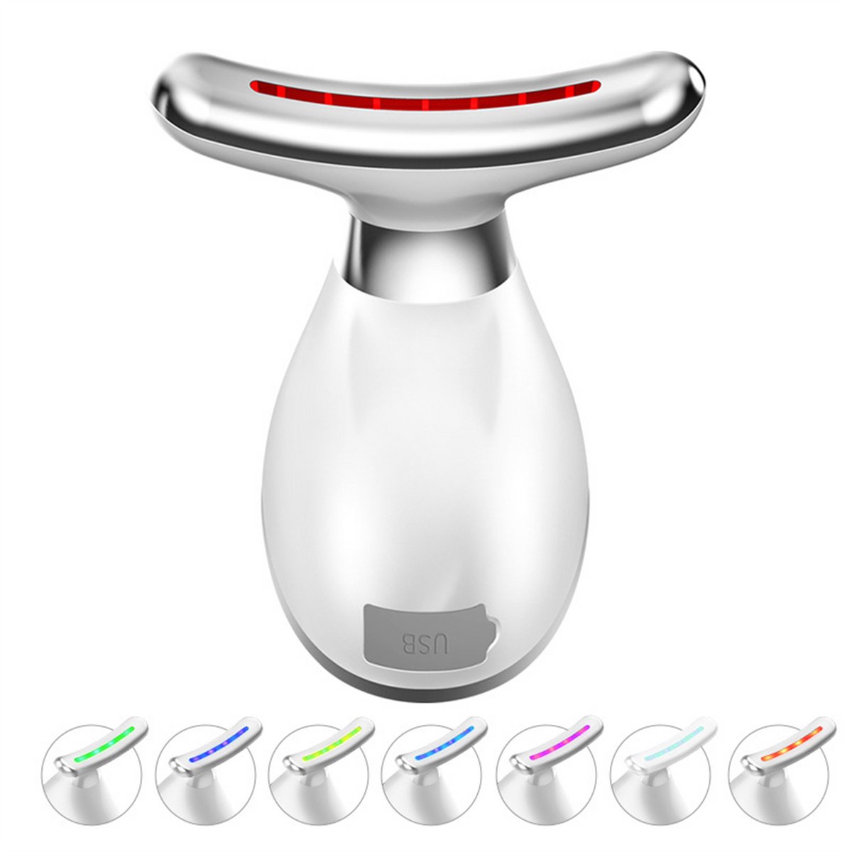 longziming -Gezichtsmassager met Warmte & 7-Kleuren LED Lichttherapie – Anti-Aging Gezichts- en Halsmassageapparaat, Mikrostroom voor Huidversteviging, Geschikt voor Alle Huidtypen – Diepe Spierstimulatie en Stralende Huid Thuis