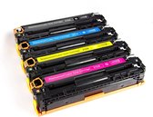 Stapel van vier "Replacement Laser Toner Cartridge" met de labels 210A, 211A, 212A en 213A in blauw, geel en roze.