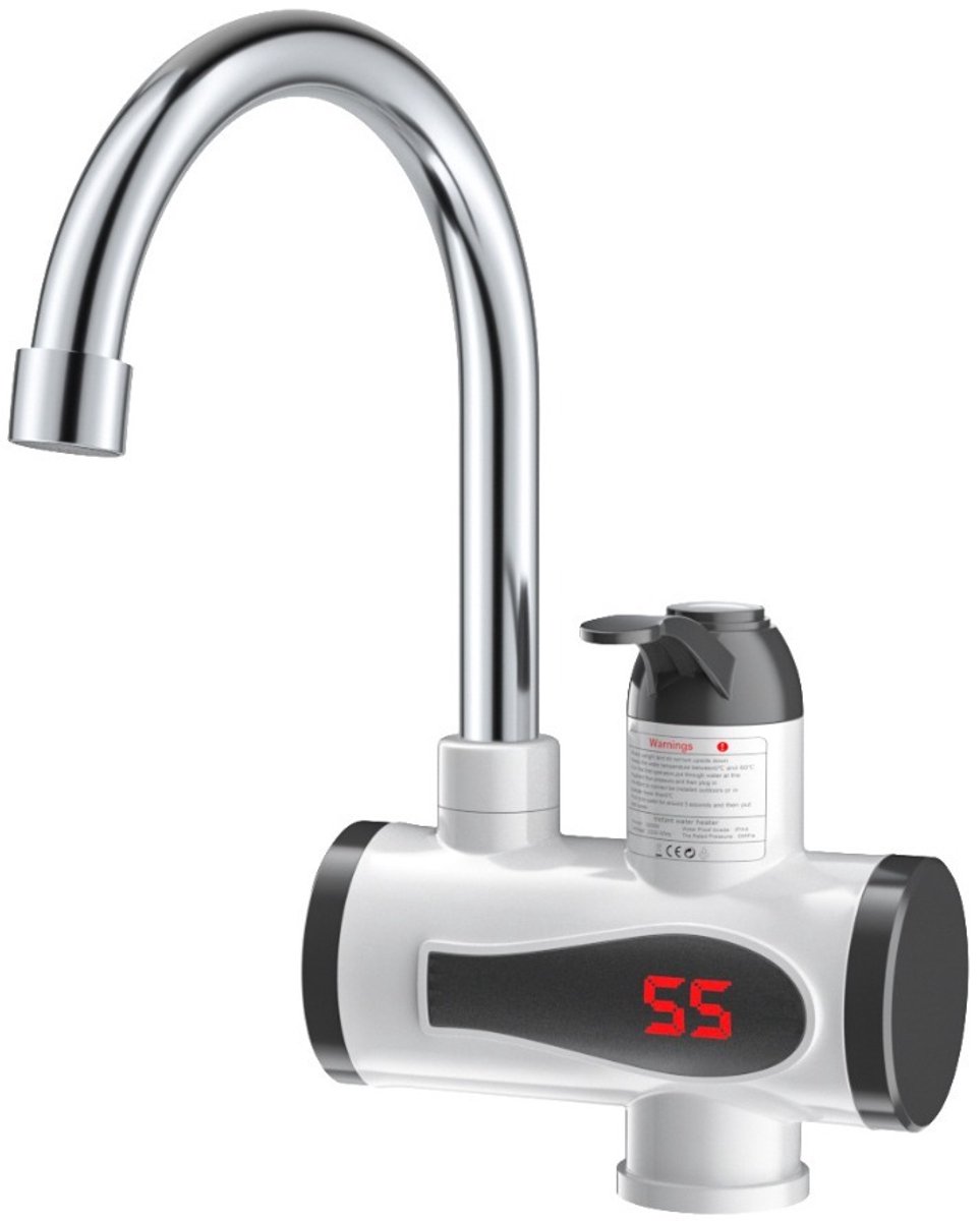 Homtas Elektrische Waterkraan – 360° Draaibare Instant Kraan – LED Digitale Temperatuurweergave – 3000W