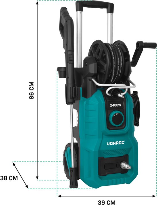 VONROC Hogedrukreiniger V24-1 - 2400W - 180 bar - Incl. accessoires van VONROC — afbeelding 5